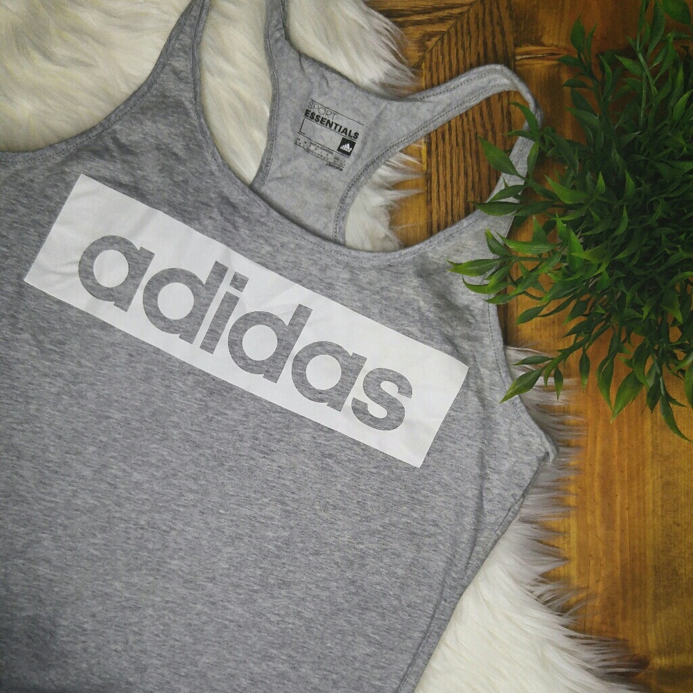 Gray Adidas Racerback Workout Tank